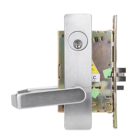 Trans Atlantic Co. DXML Series Brushed Chrome Grade 1 Entry Mortise Lock Door Handle with Escutcheon Left-Handed Lever DL-DXML53SELH-US26D